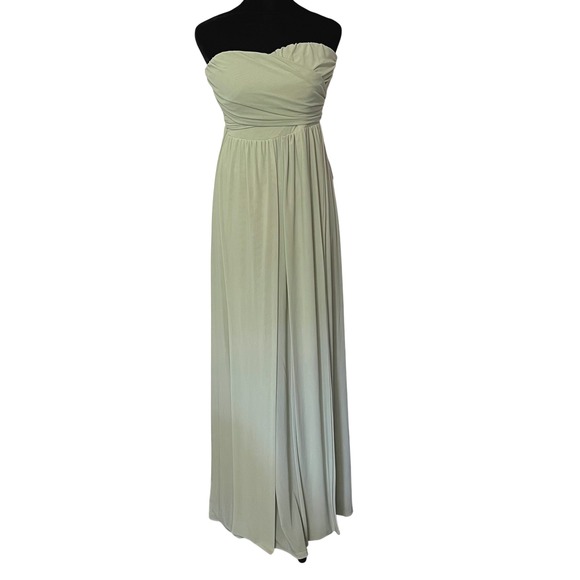 Lulus Sage Green Convertible Strapless Maxi Dress Formal Wedding Guest Gown Sz S - Picture 3 of 14